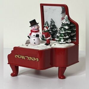 VTG Christmas Piano Lights Rotating Snowman Music Box Plays 3 Christmas Excerpts